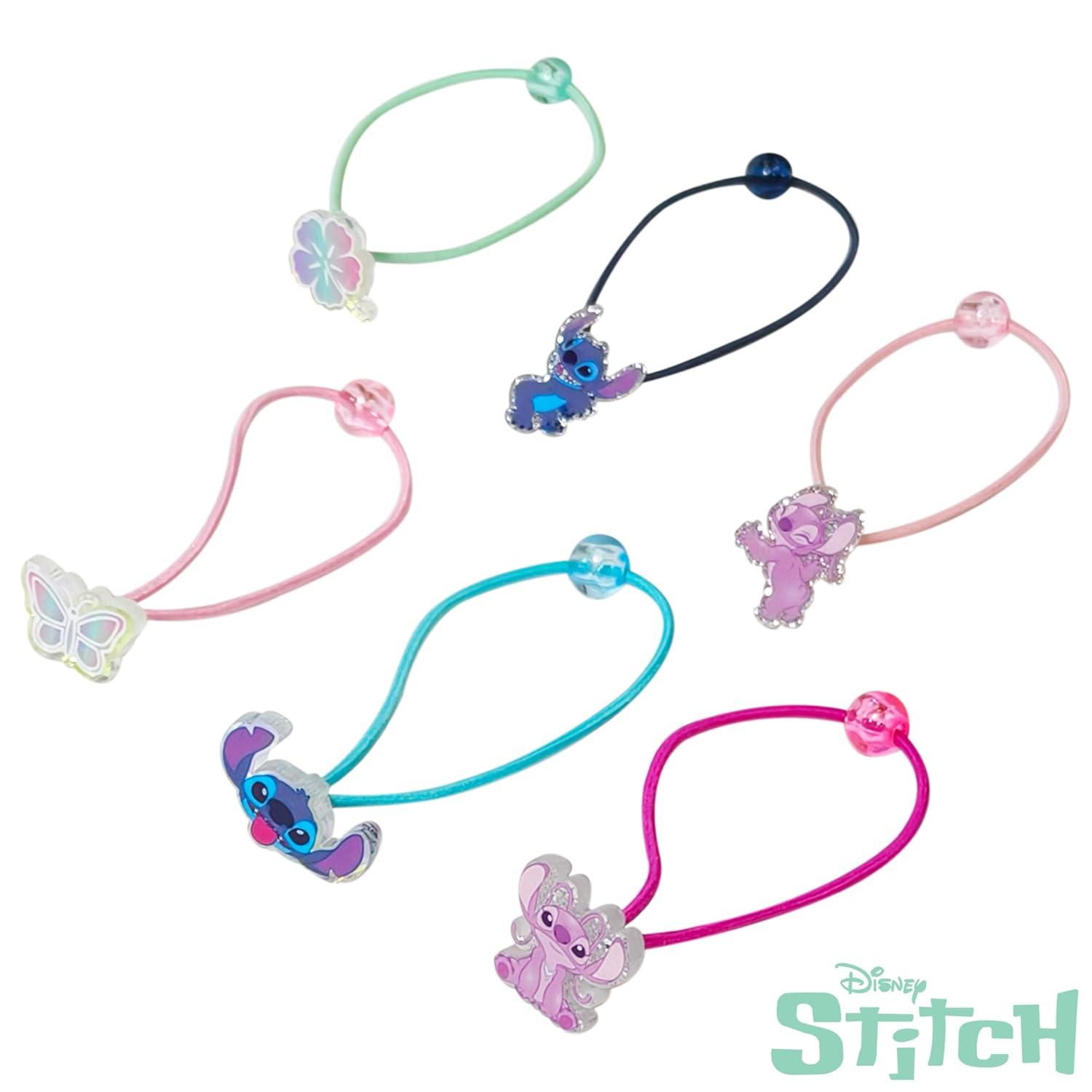imageLUV HER Bluey Elastic Hair Ties for Girls Multicolored Durable Elastic Pack of 6 Ideal Hair Accessories for Ponytails amp Buns Ages 3Stitch Blue Green Pink Black