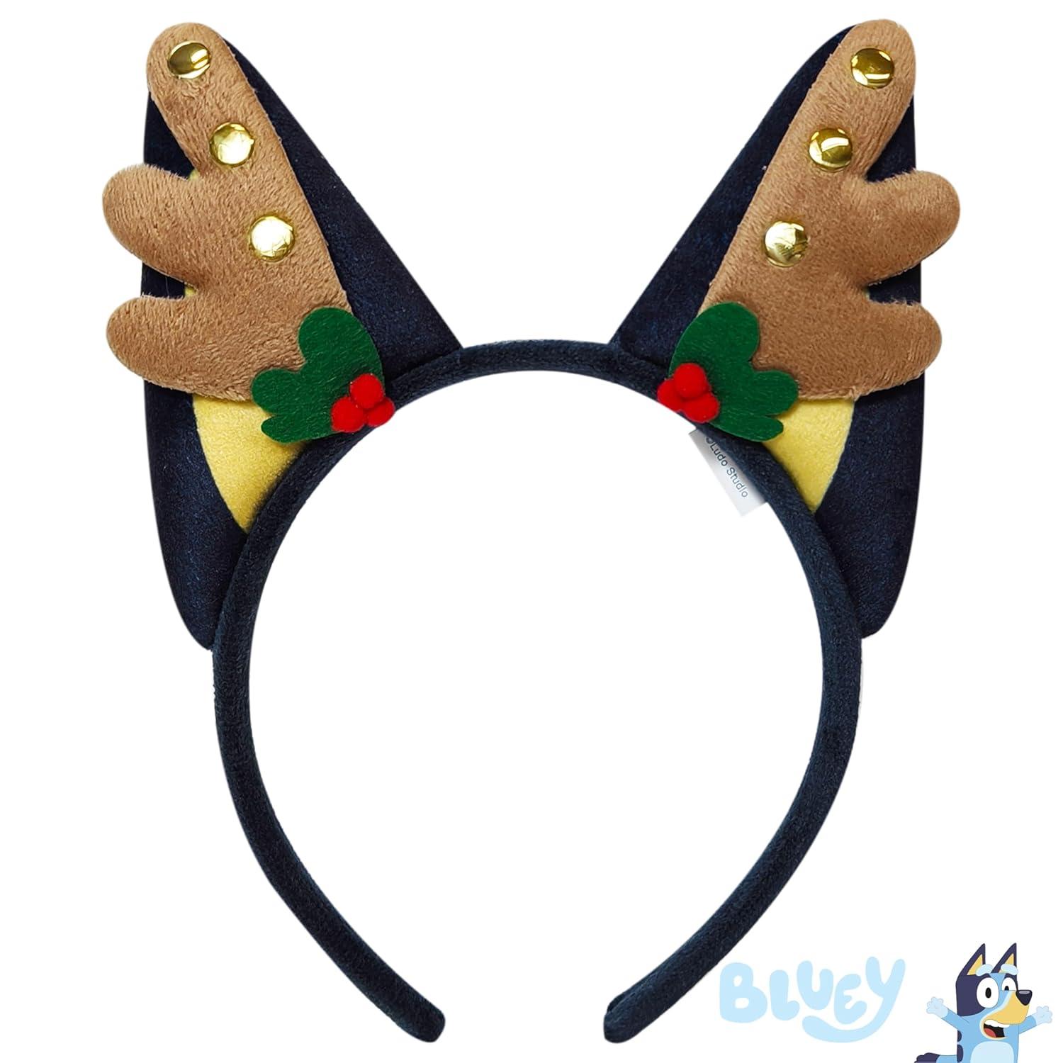 imageLUV HER Christmas Bluey Ears Reindeer Antler Plush Headband Ages 3