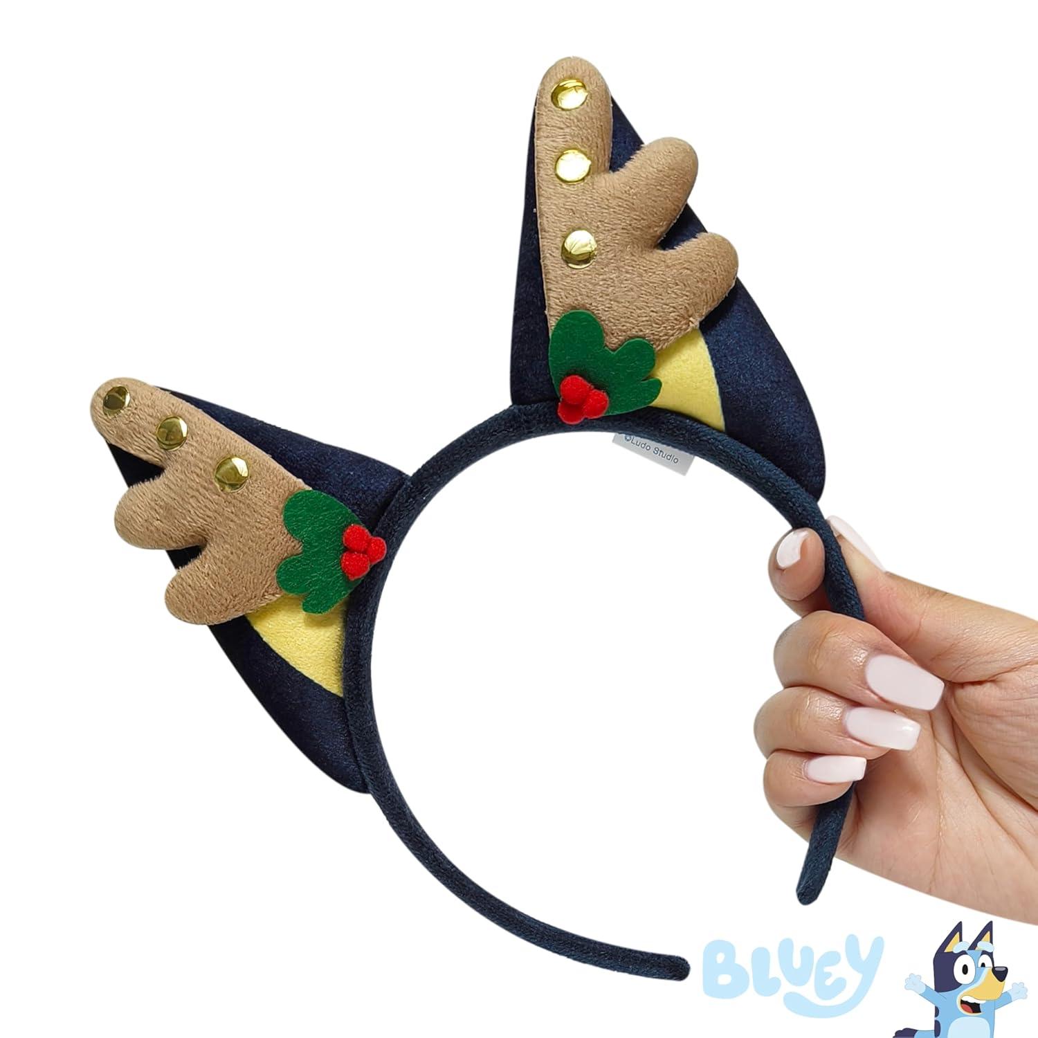 imageLUV HER Christmas Bluey Ears Reindeer Antler Plush Headband Ages 3