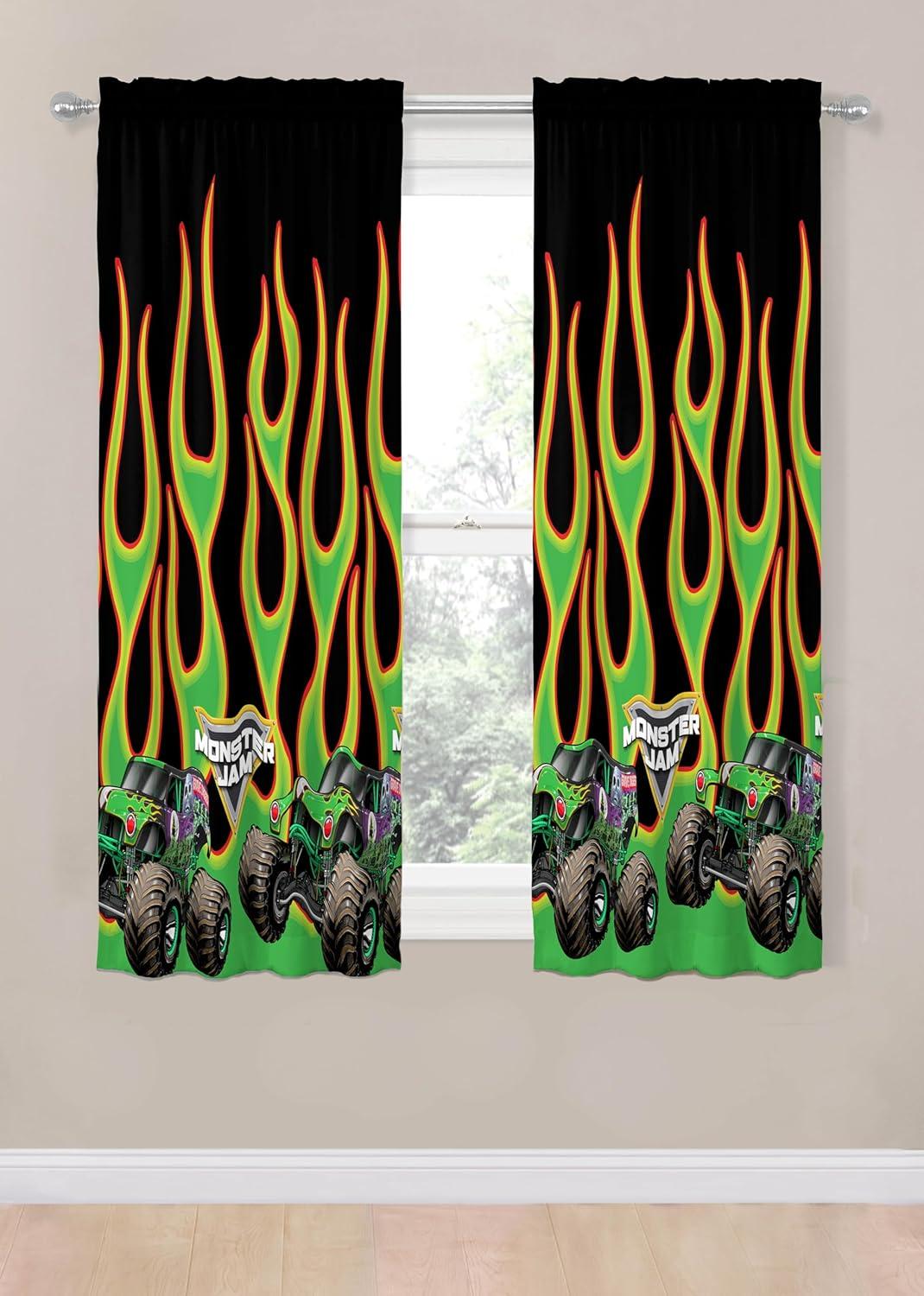 imageSunny Side Up Window Curtains for Kids Bedroom 4Piece Drape Set with 2 Tiebacks Teal Bluey 42 W x 84 L Pack of 2Black Monster Jam