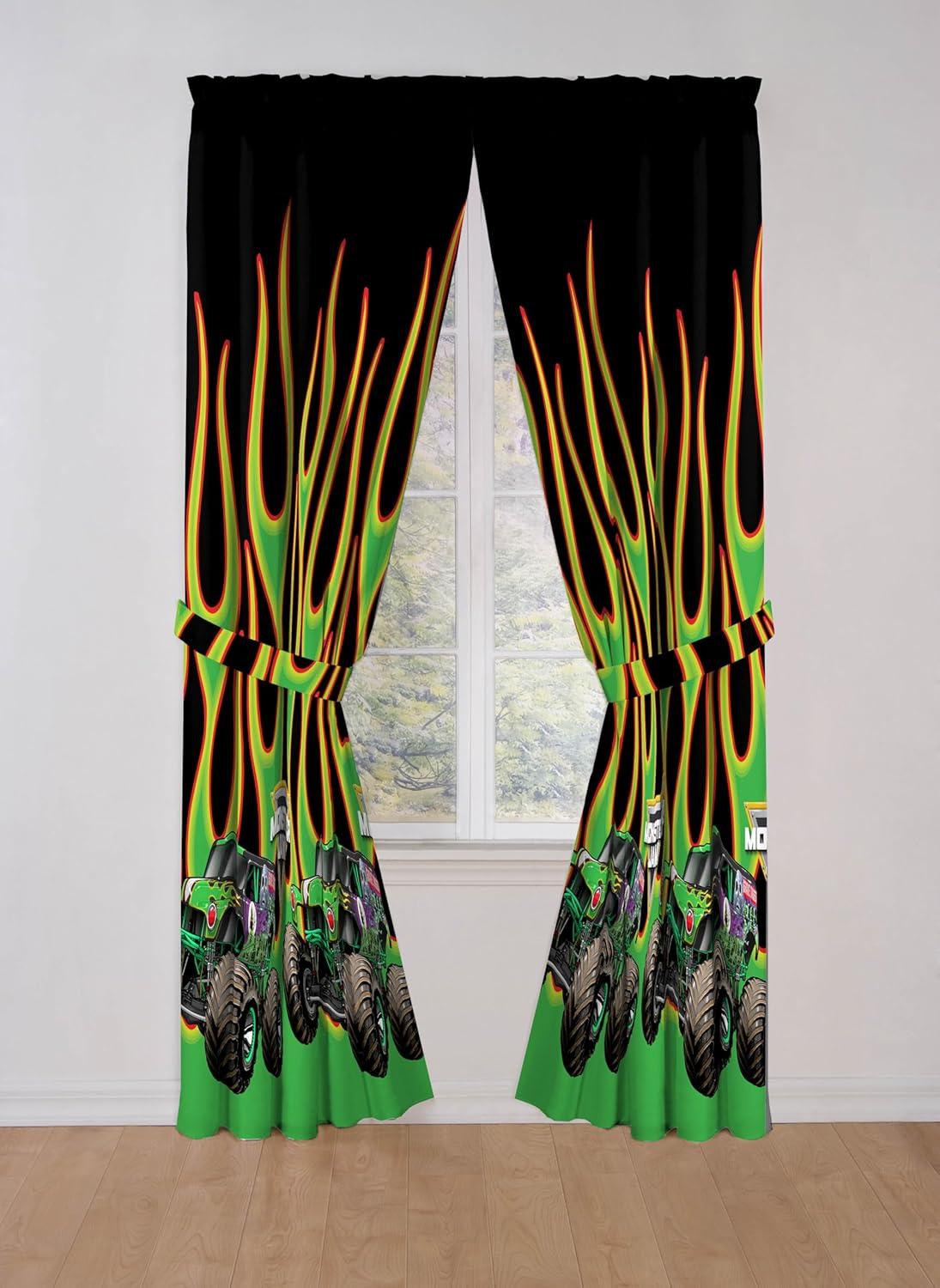 imageSunny Side Up Window Curtains for Kids Bedroom 4Piece Drape Set with 2 Tiebacks Teal Bluey 42 W x 84 L Pack of 2Black Monster Jam