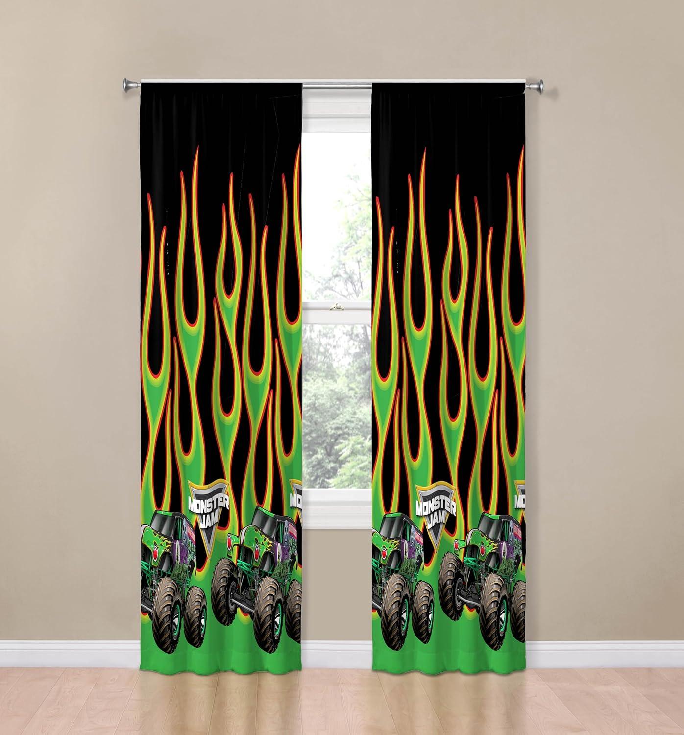 imageSunny Side Up Window Curtains for Kids Bedroom 4Piece Drape Set with 2 Tiebacks Teal Bluey 42 W x 84 L Pack of 2Black Monster Jam