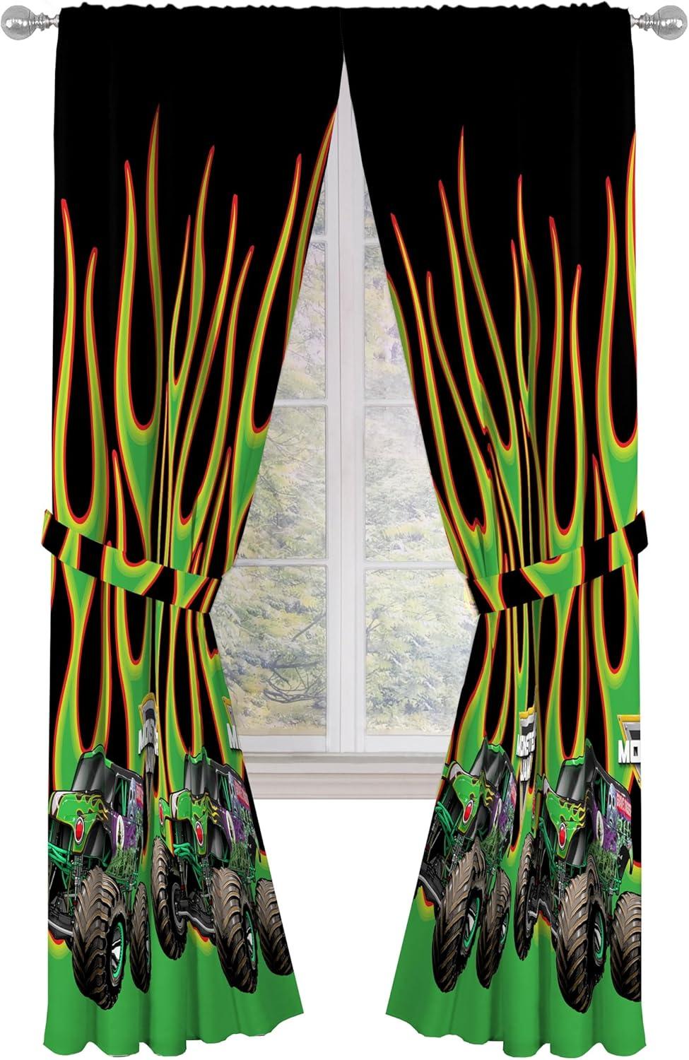 imageSunny Side Up Window Curtains for Kids Bedroom 4Piece Drape Set with 2 Tiebacks Teal Bluey 42 W x 84 L Pack of 2Black Monster Jam
