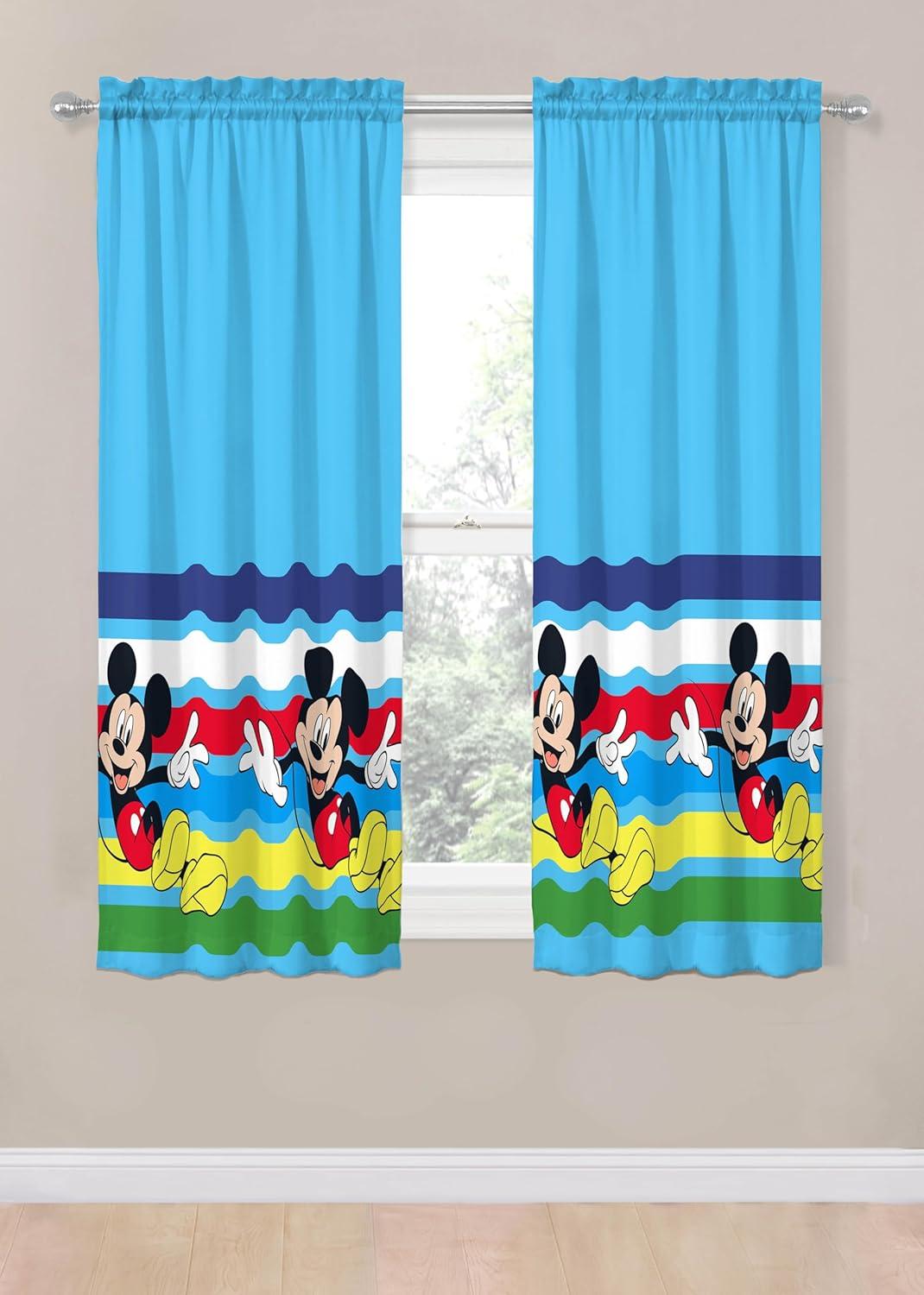 imageSunny Side Up Window Curtains for Kids Bedroom 4Piece Drape Set with 2 Tiebacks Teal Bluey 42 W x 84 L Pack of 2Blue Mickey Mouse