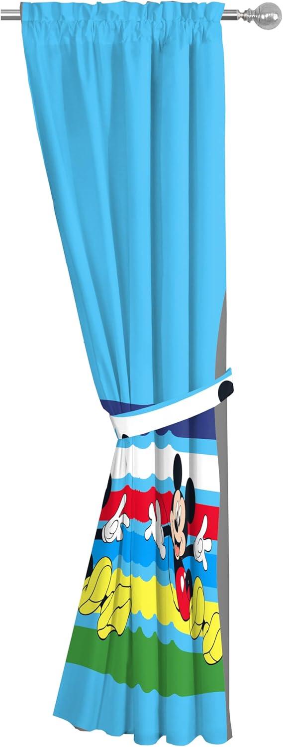 imageSunny Side Up Window Curtains for Kids Bedroom 4Piece Drape Set with 2 Tiebacks Teal Bluey 42 W x 84 L Pack of 2Blue Mickey Mouse