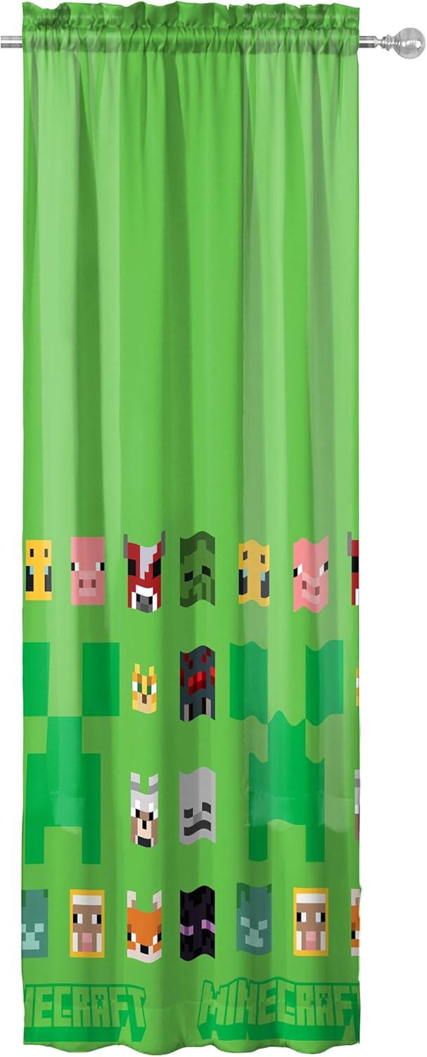 imageSunny Side Up Window Curtains for Kids Bedroom 4Piece Drape Set with 2 Tiebacks Teal Bluey 42 W x 84 L Pack of 2Green Minecraft