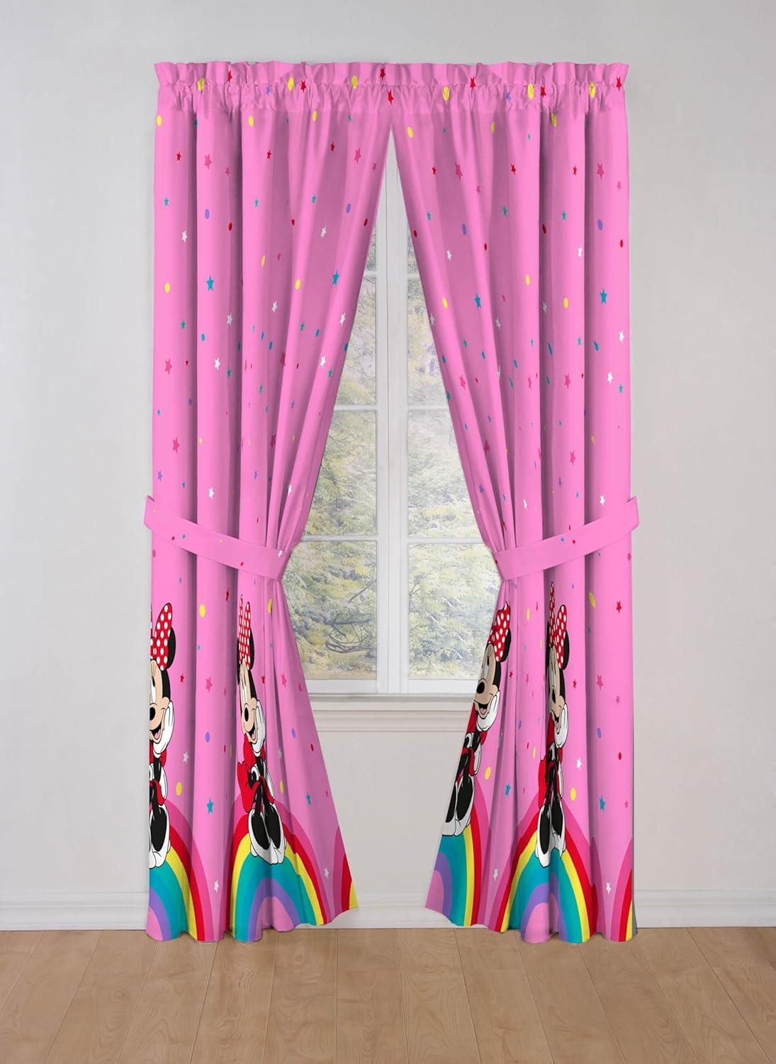 imageSunny Side Up Window Curtains for Kids Bedroom 4Piece Drape Set with 2 Tiebacks Teal Bluey 42 W x 84 L Pack of 2Pink Minnie Mouse