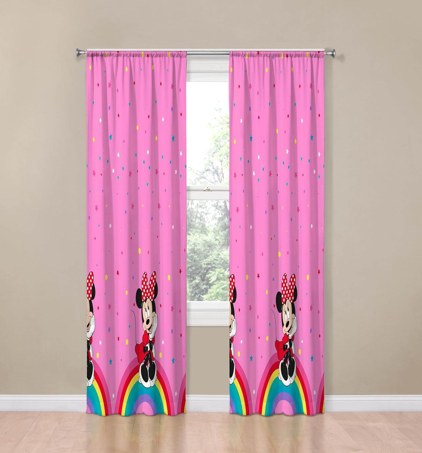 imageSunny Side Up Window Curtains for Kids Bedroom 4Piece Drape Set with 2 Tiebacks Teal Bluey 42 W x 84 L Pack of 2Pink Minnie Mouse
