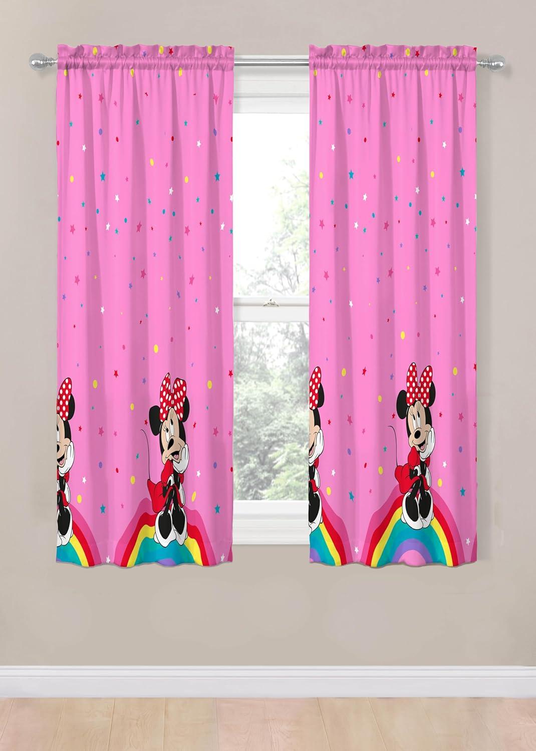 imageSunny Side Up Window Curtains for Kids Bedroom 4Piece Drape Set with 2 Tiebacks Teal Bluey 42 W x 84 L Pack of 2Pink Minnie Mouse
