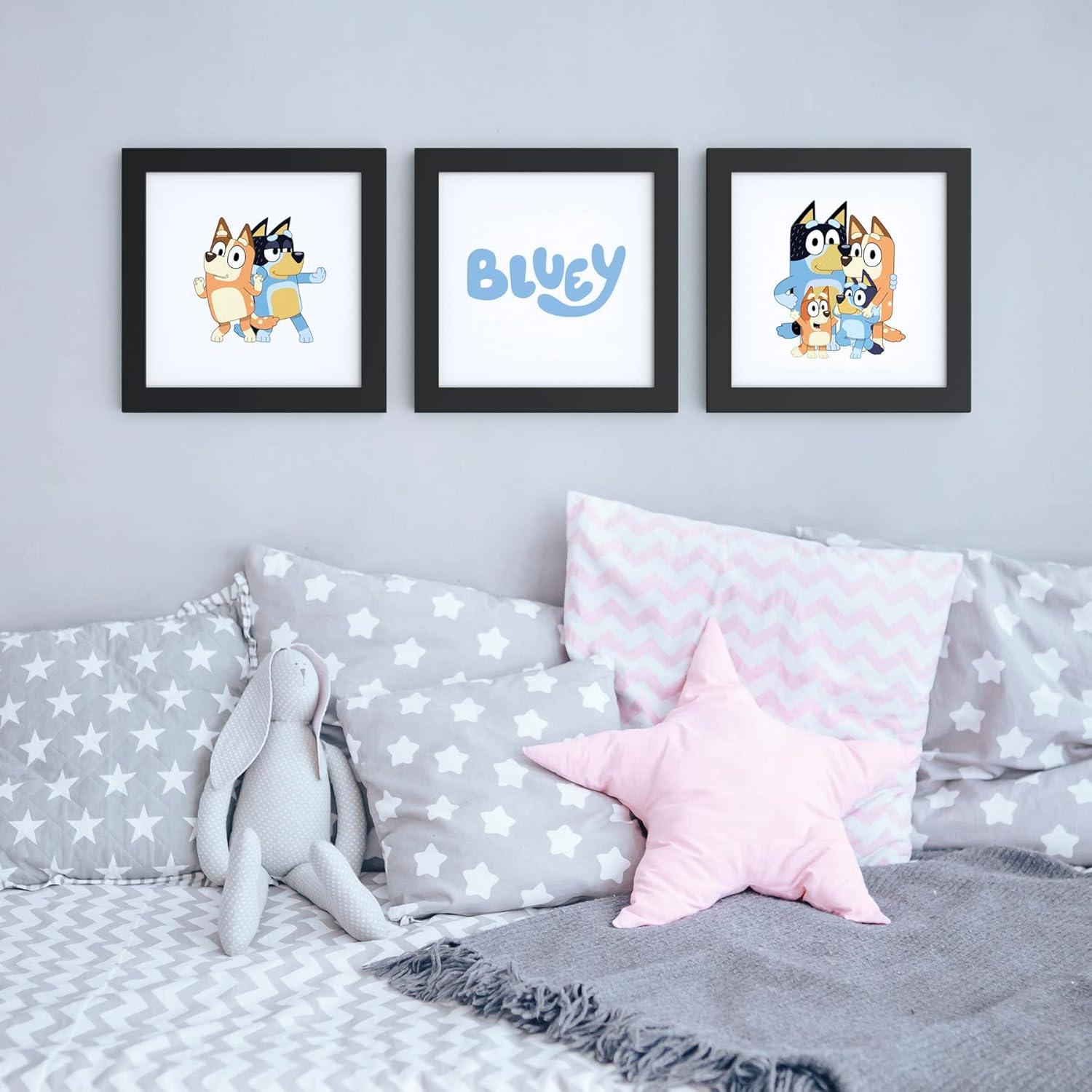 imageTrends International Gallery Pops Bluey Family Wall Art Bundle 3Pack Gallery Pops Wall Art White Framed VersionBlack Framed Version
