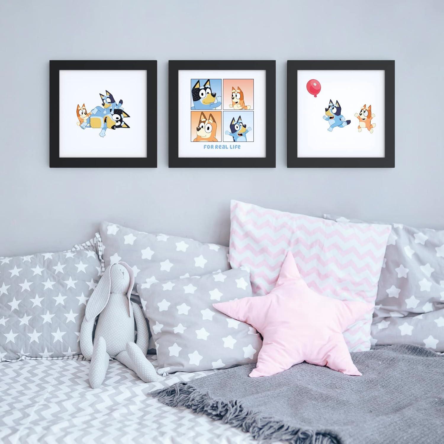 imageTrends International Gallery Pops Bluey For Real Life Wall Art Bundle 3Pack Gallery Pops Wall Art White Framed VersionBlack Framed Version