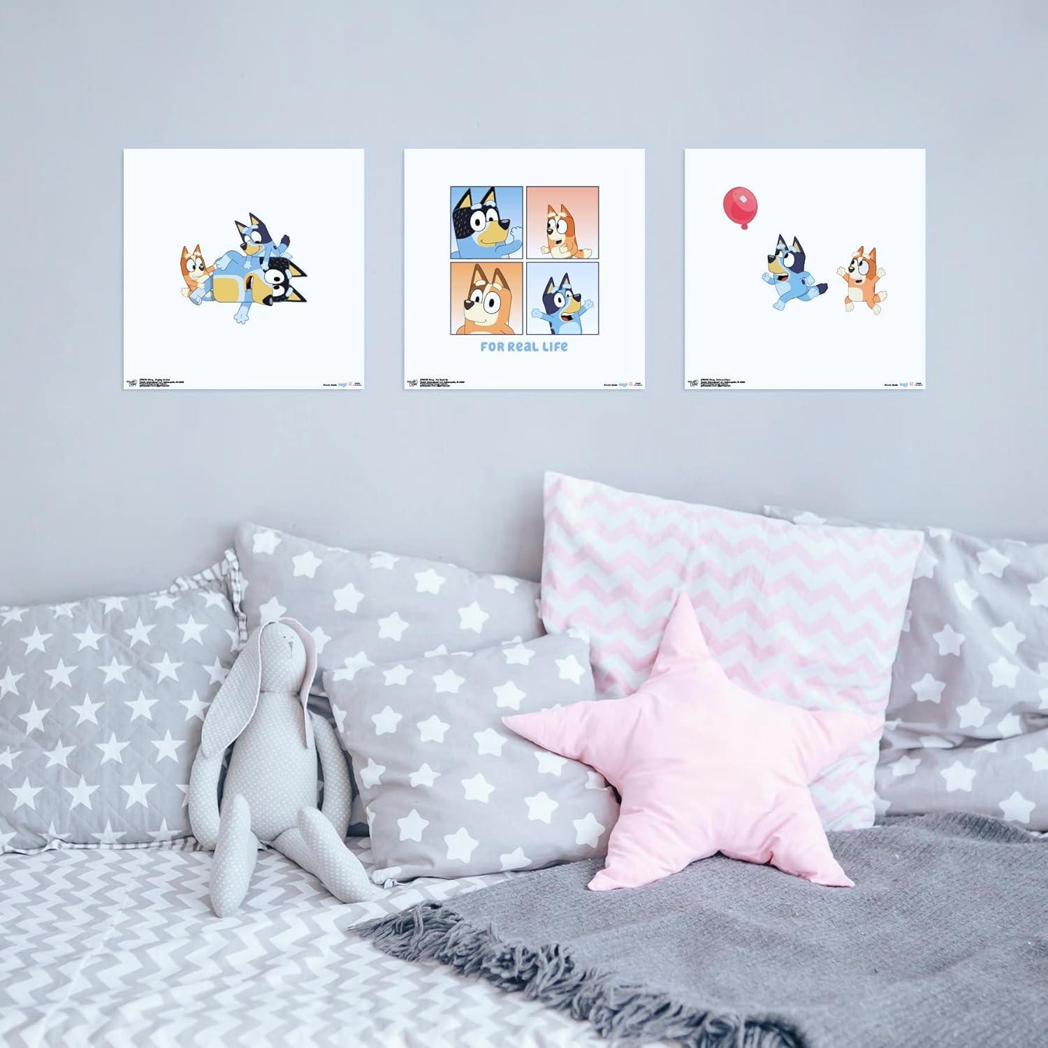 imageTrends International Gallery Pops Bluey For Real Life Wall Art Bundle 3Pack Gallery Pops Wall Art White Framed VersionUnframed Version