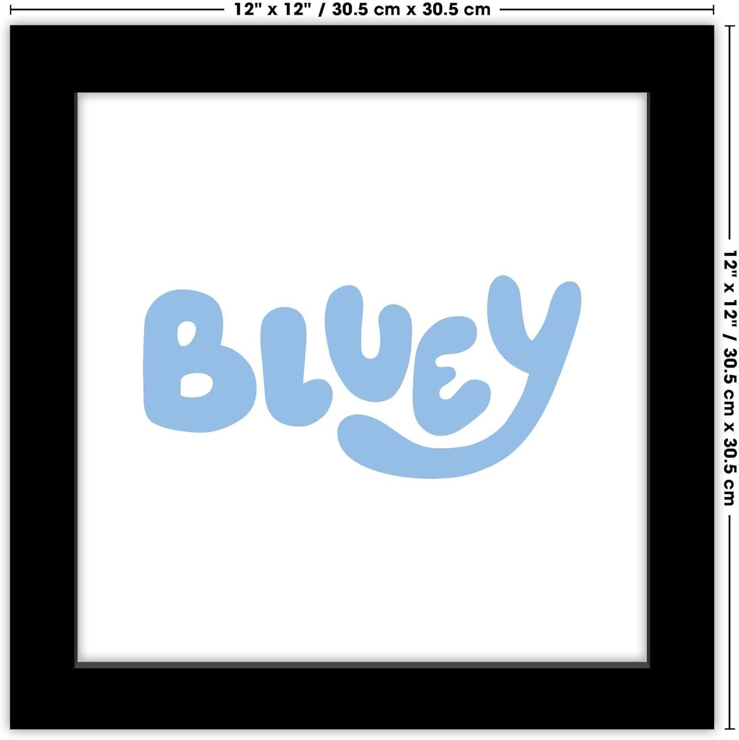 imageTrends International Gallery Pops Bluey Logo Wall Art White Framed Version 12 x 12Black Framed Version