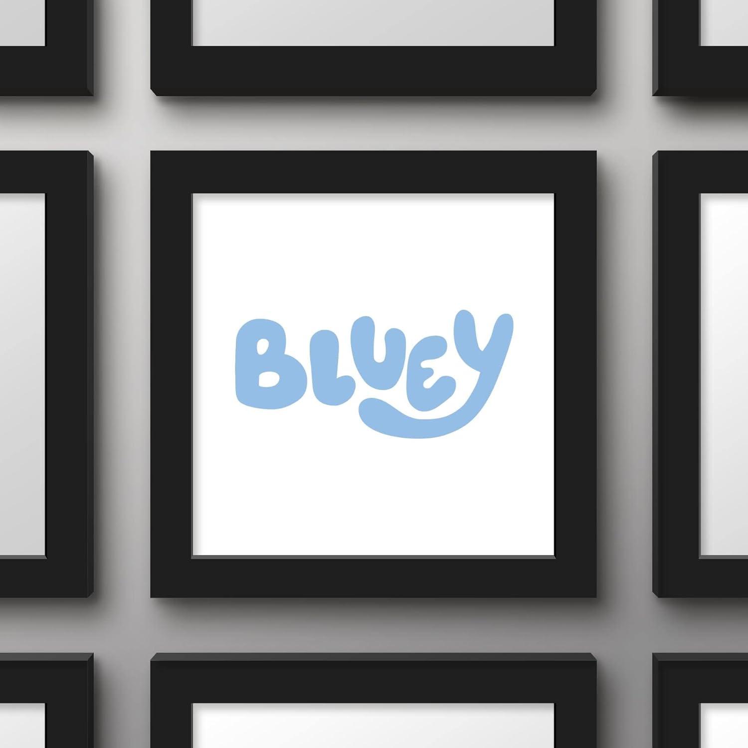 imageTrends International Gallery Pops Bluey Logo Wall Art White Framed Version 12 x 12Black Framed Version