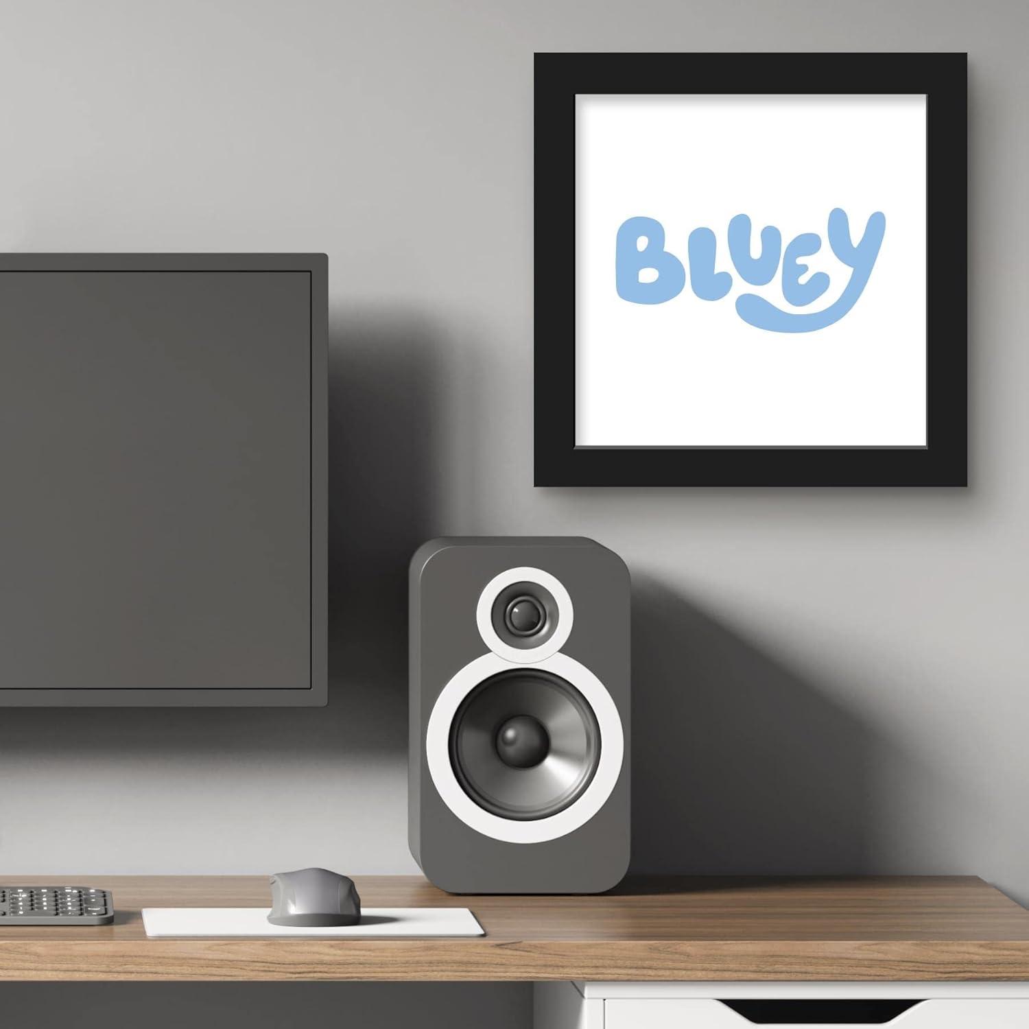 imageTrends International Gallery Pops Bluey Logo Wall Art White Framed Version 12 x 12Black Framed Version