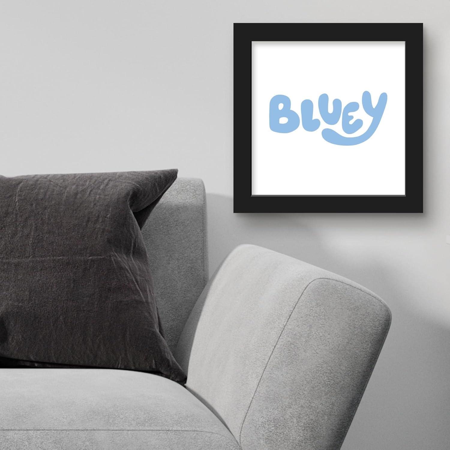 imageTrends International Gallery Pops Bluey Logo Wall Art White Framed Version 12 x 12Black Framed Version
