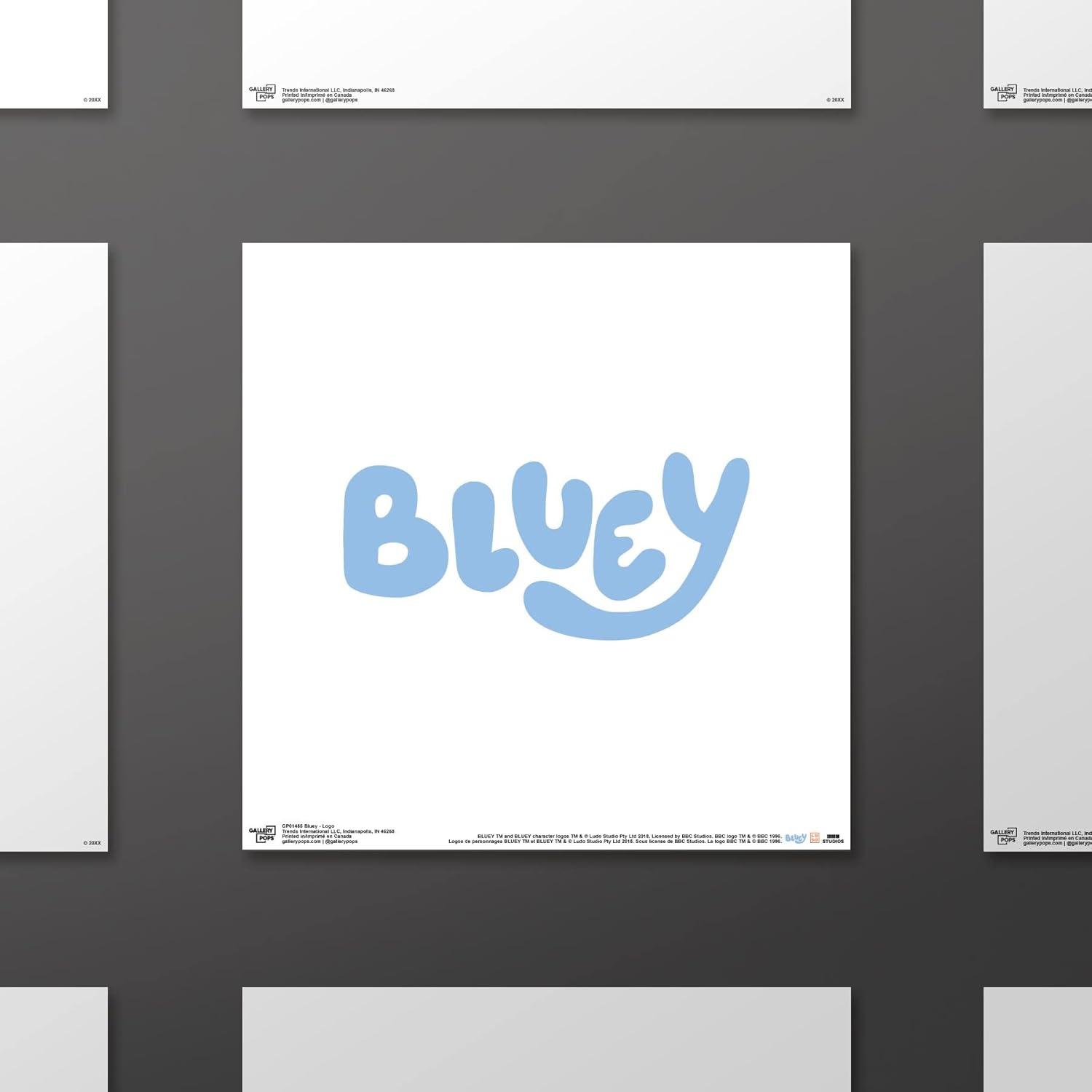 imageTrends International Gallery Pops Bluey Logo Wall Art White Framed Version 12 x 12Unframed Version