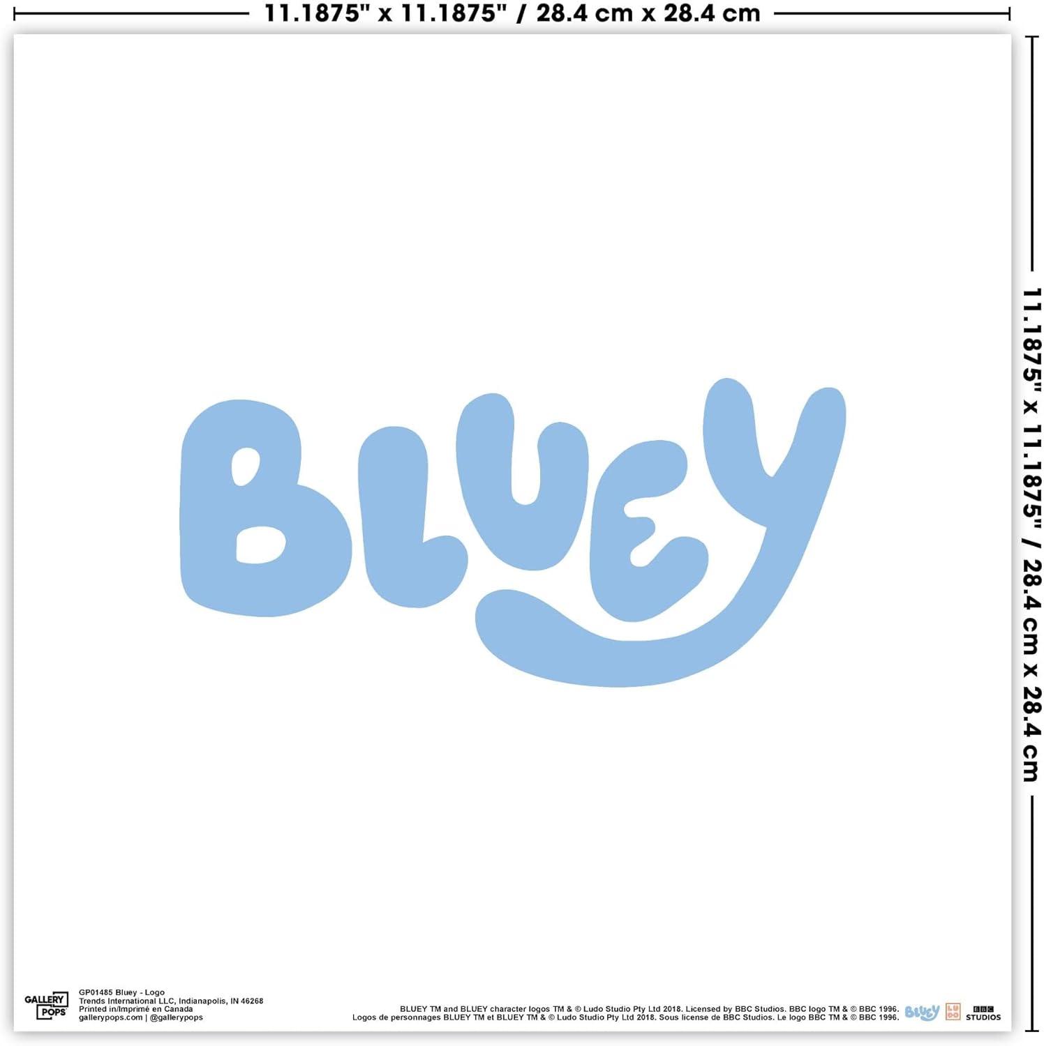 imageTrends International Gallery Pops Bluey Logo Wall Art White Framed Version 12 x 12Unframed Version