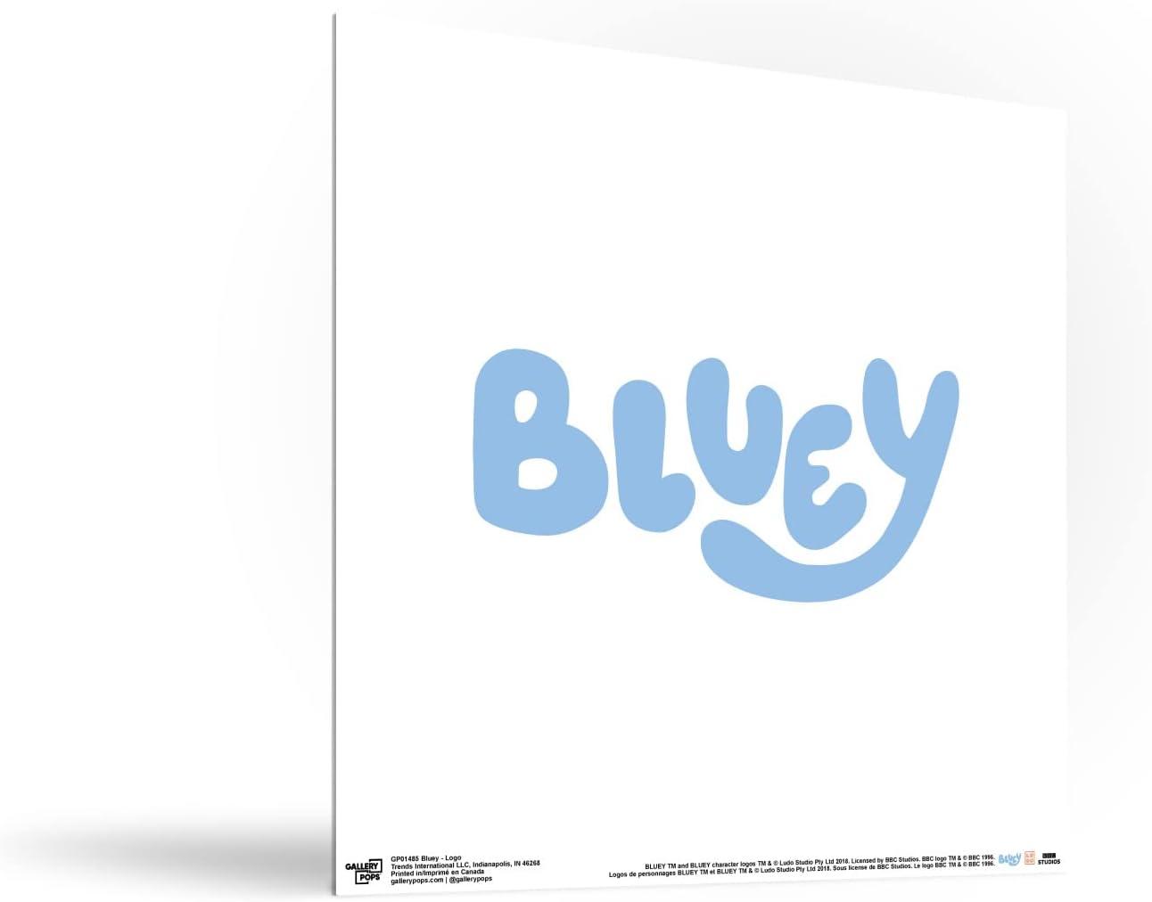 imageTrends International Gallery Pops Bluey Logo Wall Art White Framed Version 12 x 12Unframed Version