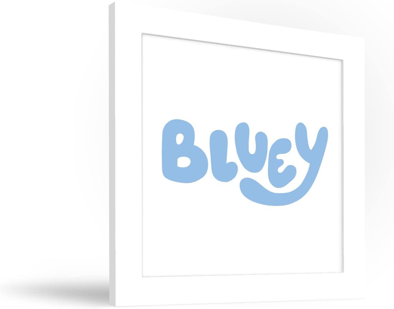 imageTrends International Gallery Pops Bluey Logo Wall Art White Framed Version 12 x 12White Framed Version