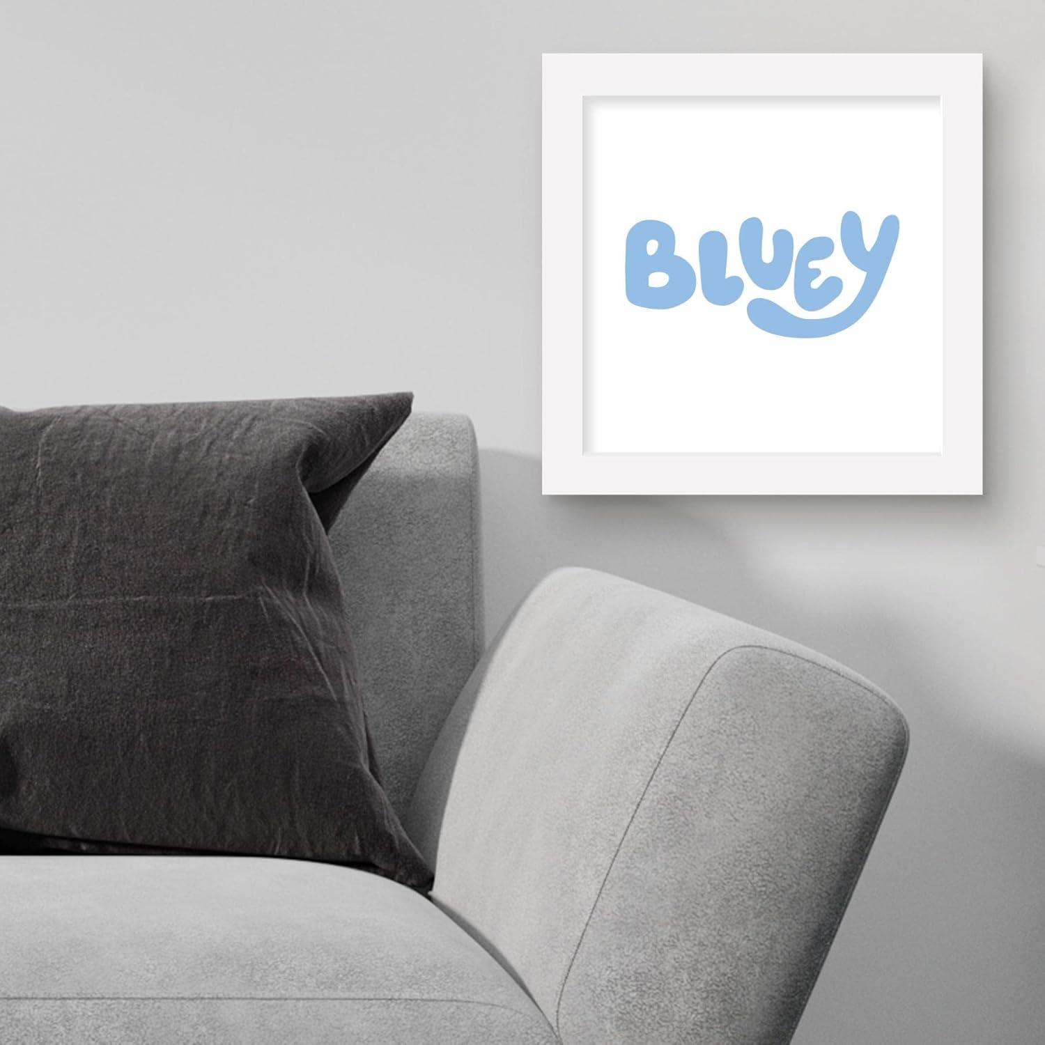 imageTrends International Gallery Pops Bluey Logo Wall Art White Framed Version 12 x 12White Framed Version