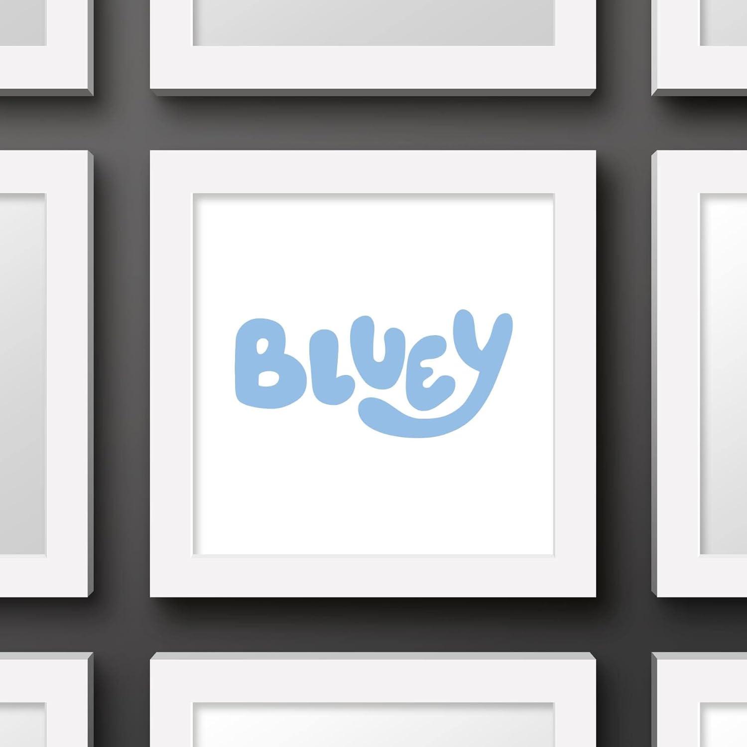 imageTrends International Gallery Pops Bluey Logo Wall Art White Framed Version 12 x 12White Framed Version