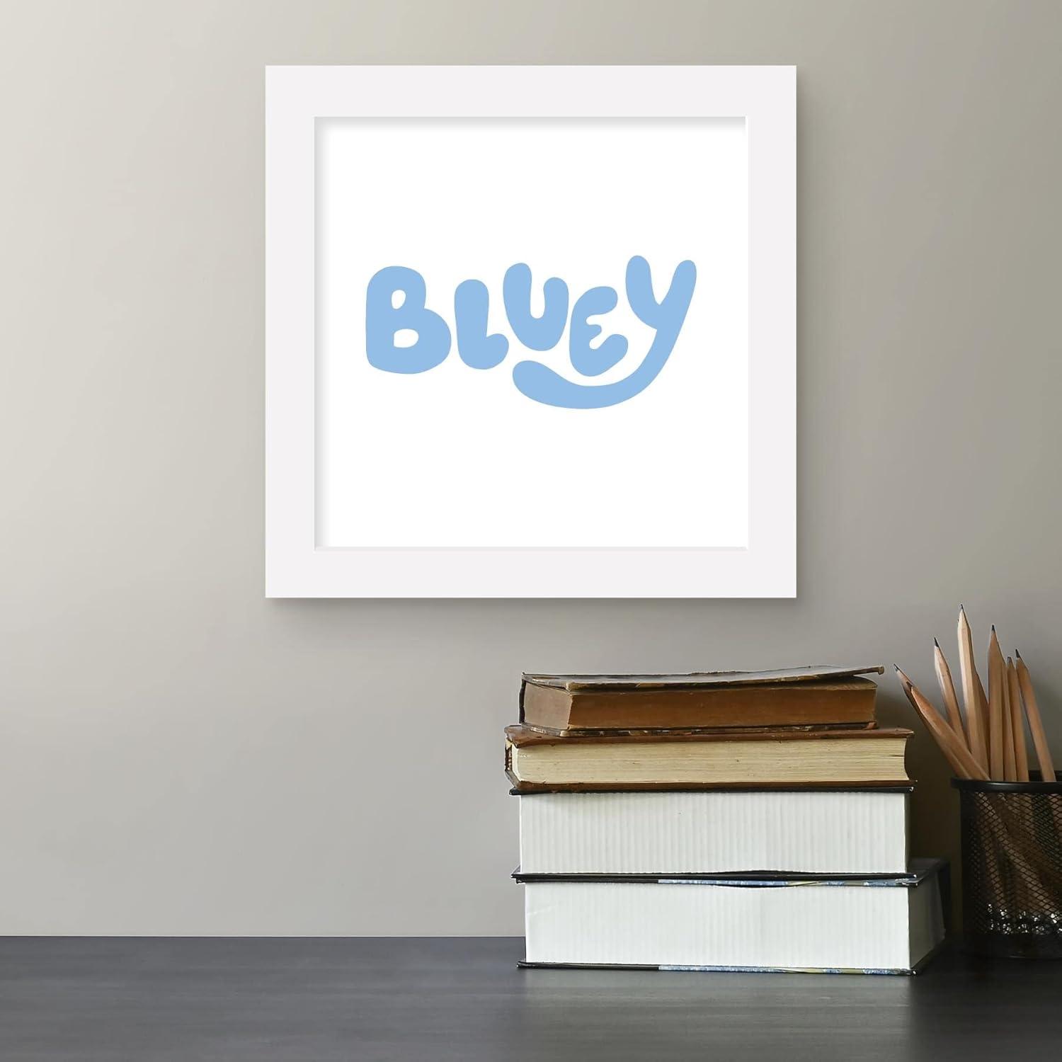 imageTrends International Gallery Pops Bluey Logo Wall Art White Framed Version 12 x 12White Framed Version