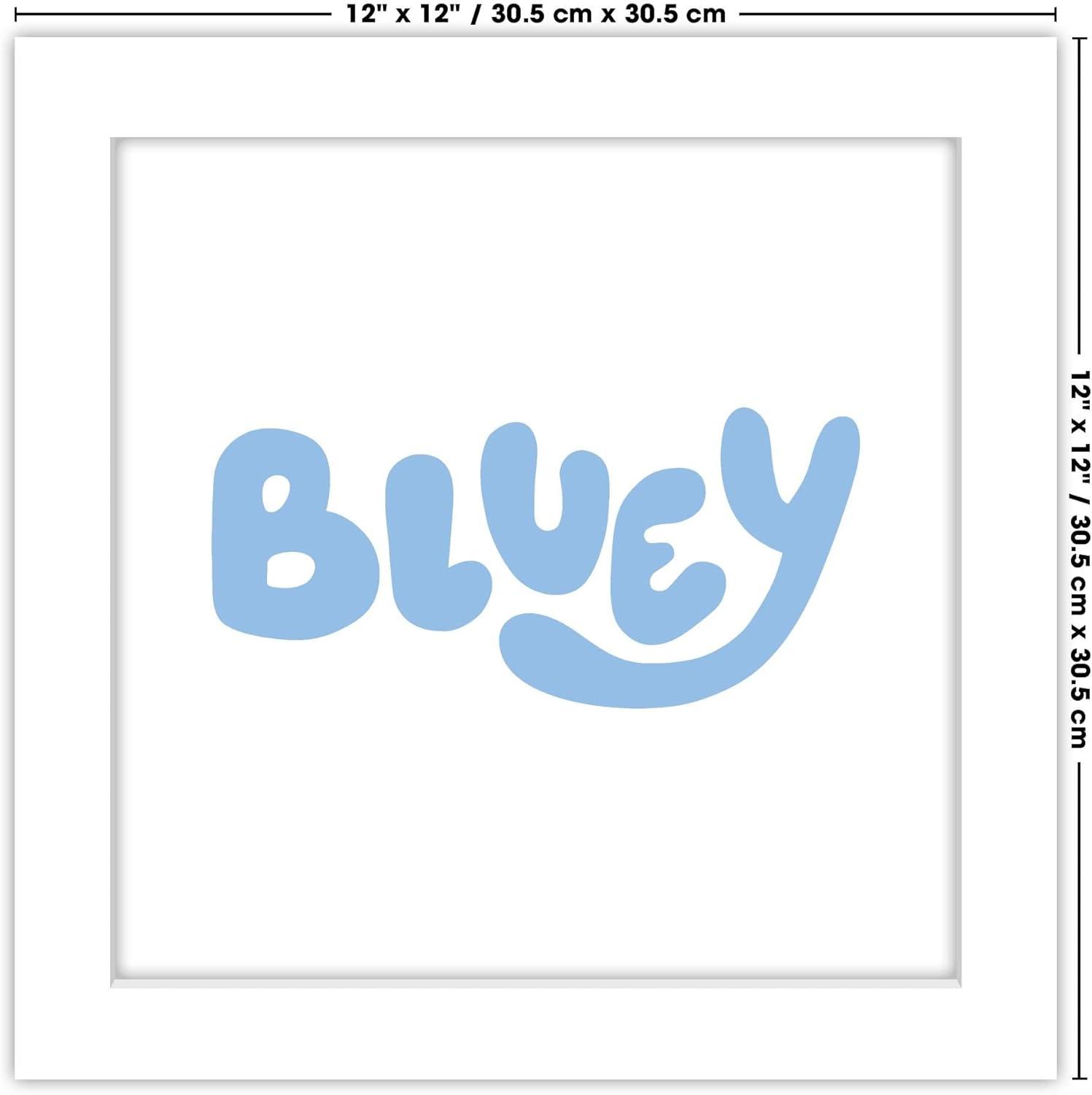 imageTrends International Gallery Pops Bluey Logo Wall Art White Framed Version 12 x 12White Framed Version