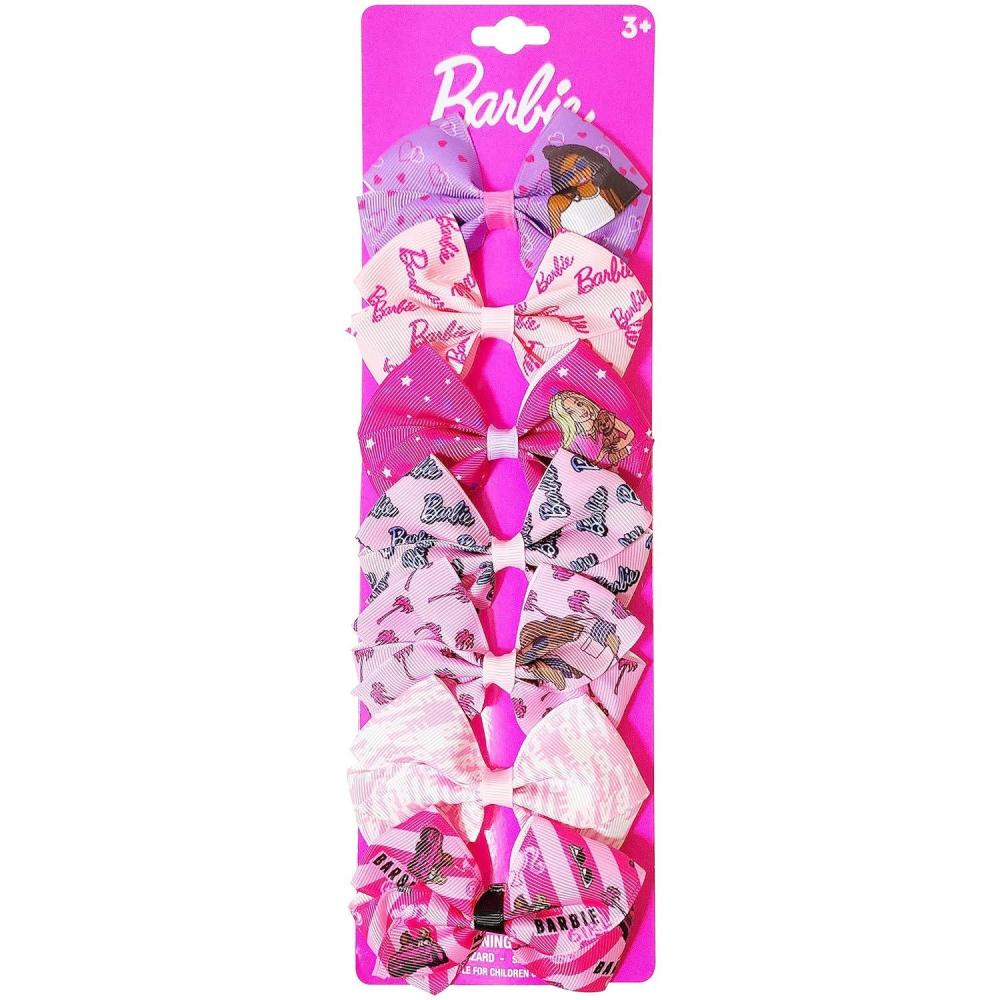 imageBaby Shark Kids Hair Bows Hair Accessories Gift Set 7 Pcs 4 Inch Bundle for Girls Different Character on each Clip Alligator Clip Ages 3 Barbie