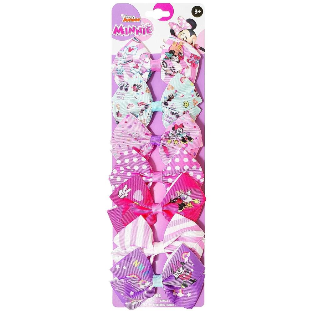 imageBaby Shark Kids Hair Bows  Hair Accessories Gift Set  7 Pcs 4 Inch Bundle for Girls  Different Character on each Clip  Alligator Clip  Ages 3 Disney Minnie Mouse