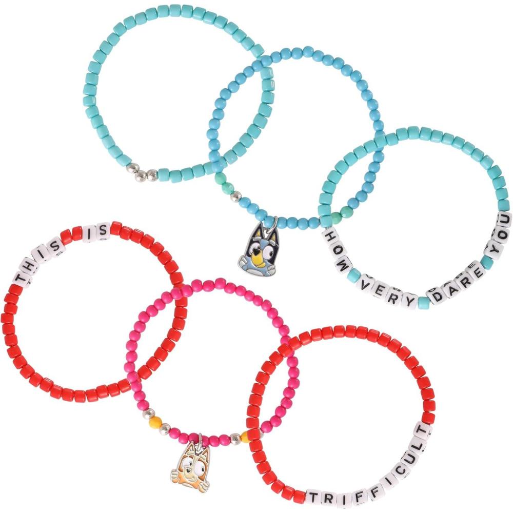 imageBingo and Bluey Bracelets for Girls 6Piece Set Official License Stretch Friendship Bracelets