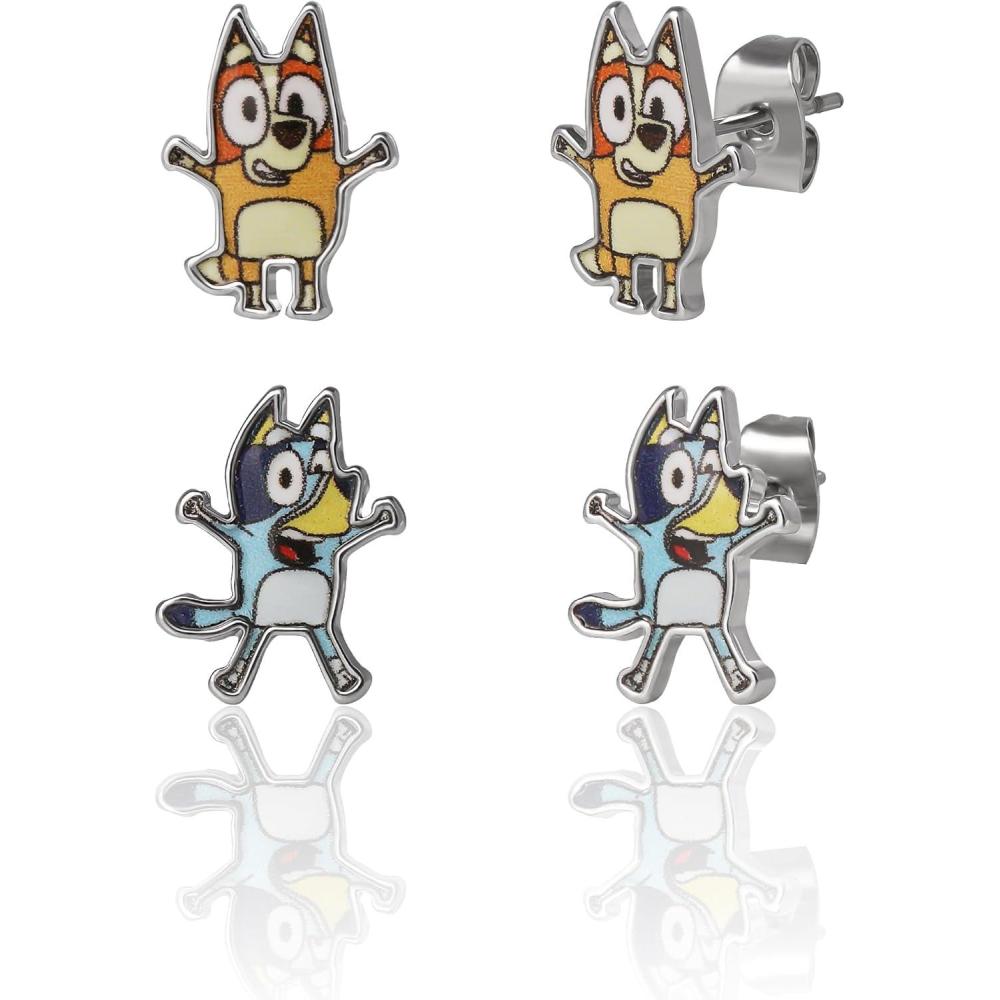 imageBingo and Bluey Earrings for Girls Official License Stud Earrings 2 Pairs Bluey Jewelry