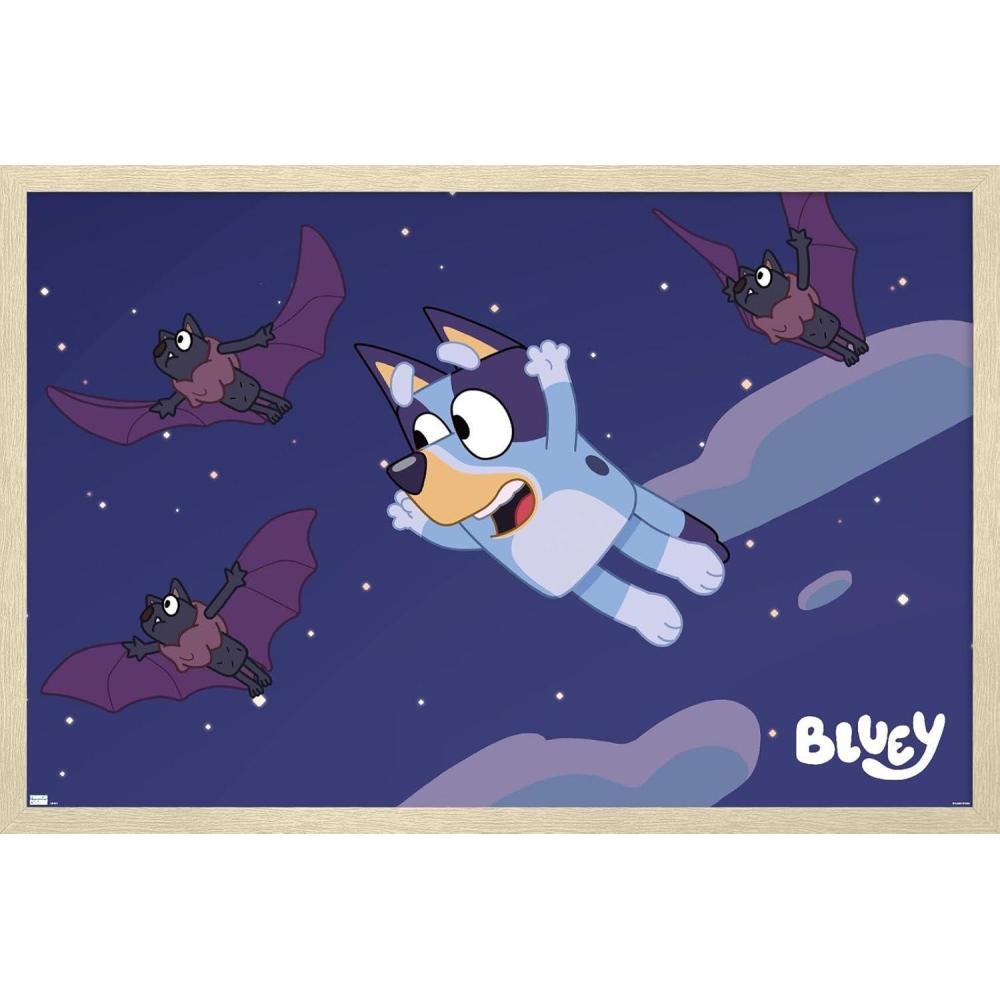 imageBluey Bats Wall Poster 19L x 13W Premium Unframed VersionBlonde Framed Version