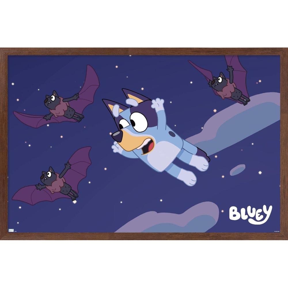 imageBluey Bats Wall Poster 19L x 13W Premium Unframed VersionMahogany Framed Version