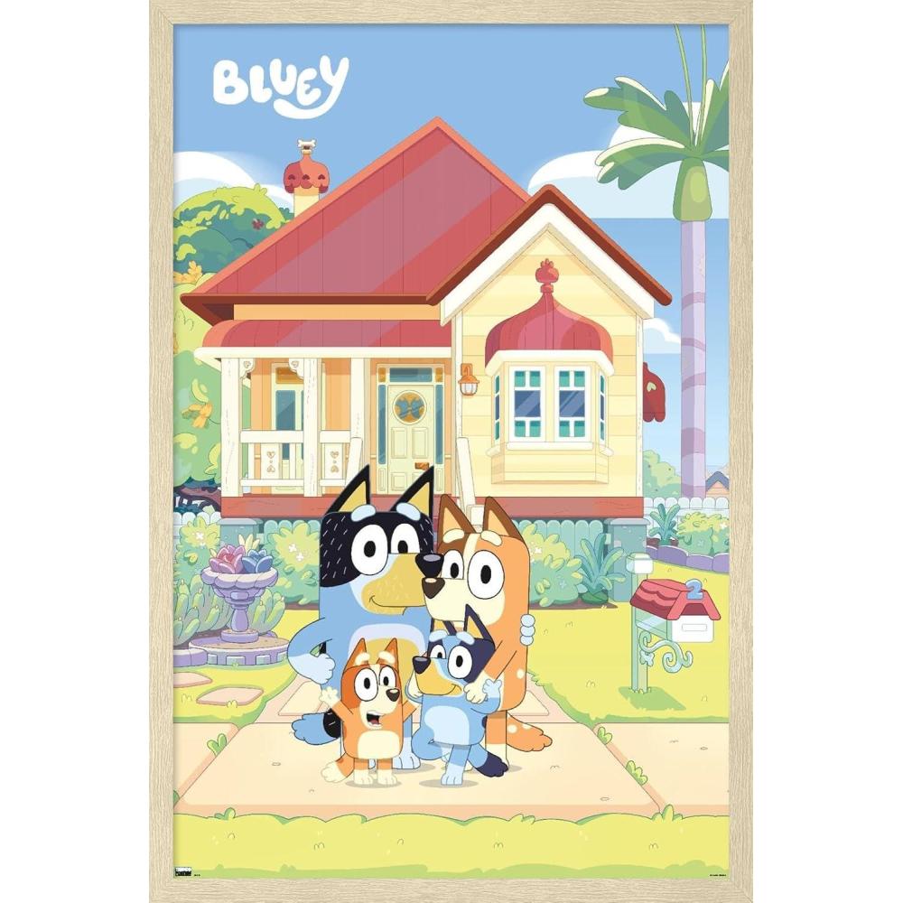 imageBluey Family Wall Poster 19L x 13W Premium Unframed VersionBlonde Framed Version