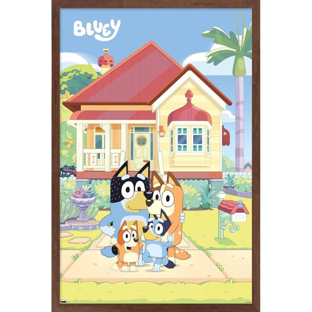 imageBluey Family Wall Poster 19L x 13W Premium Unframed VersionMahogany Framed Version