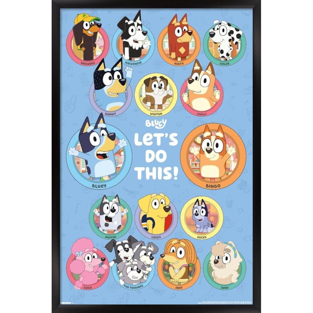 imageBluey Grid Wall Poster 19L x 13W Premium Unframed VersionBlack Framed Version