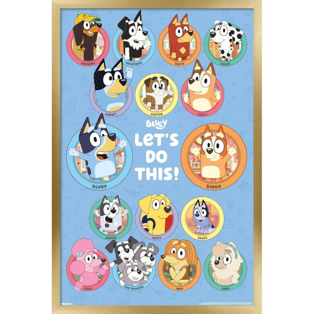 imageBluey Grid Wall Poster 19L x 13W Premium Unframed VersionGold Framed Version