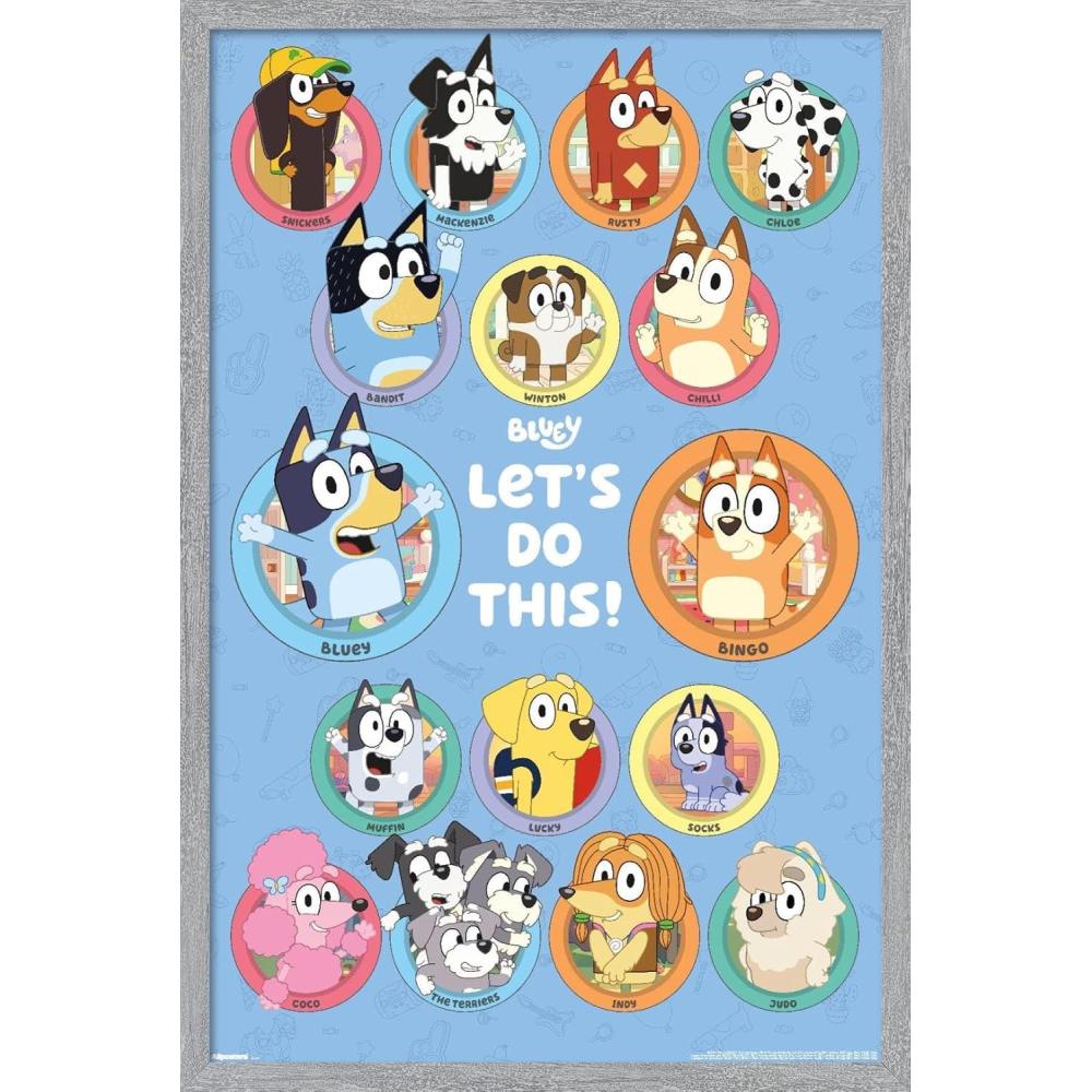 imageBluey Grid Wall Poster 19L x 13W Premium Unframed VersionGray Framed Version
