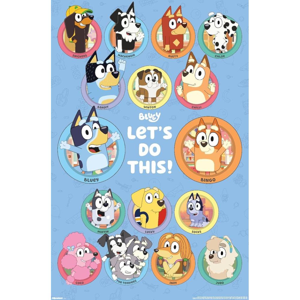 imageBluey Grid Wall Poster 19L x 13W Premium Unframed VersionPremium Unframed Version