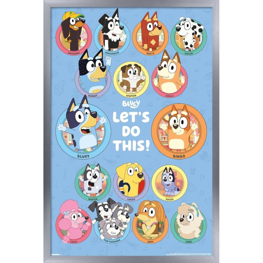 imageBluey Grid Wall Poster 19L x 13W Premium Unframed VersionSilver Framed Version
