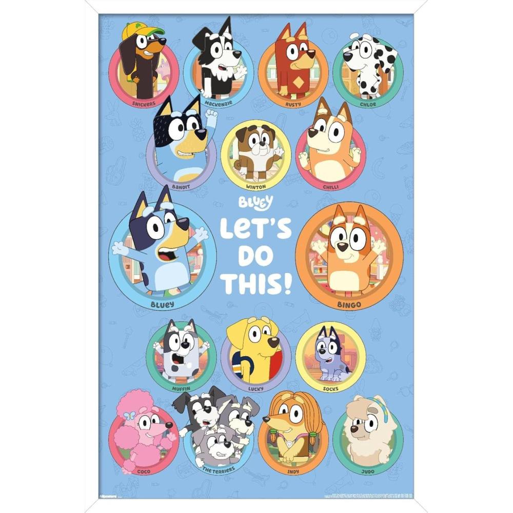 imageBluey Grid Wall Poster 19L x 13W Premium Unframed VersionWhite Framed Version