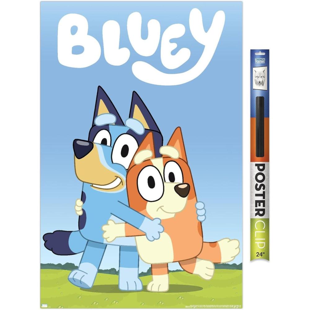 imageBluey Hug Wall Poster 224L x 147W Barnwood Framed VersionPoster Clip Bundle