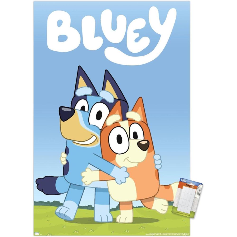 imageBluey Hug Wall Poster 224L x 147W Barnwood Framed VersionPremium Poster Mount Bundle