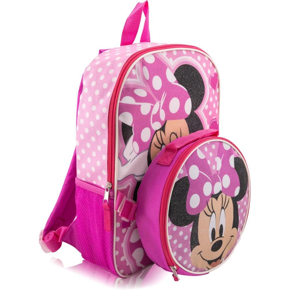 imageBluey Backpack with Lunch Box for Kids Insulated Lunch Bag for Boys Girls Toddlers 14 Backpack for School and Reusable LunchboxMinnie Mouse