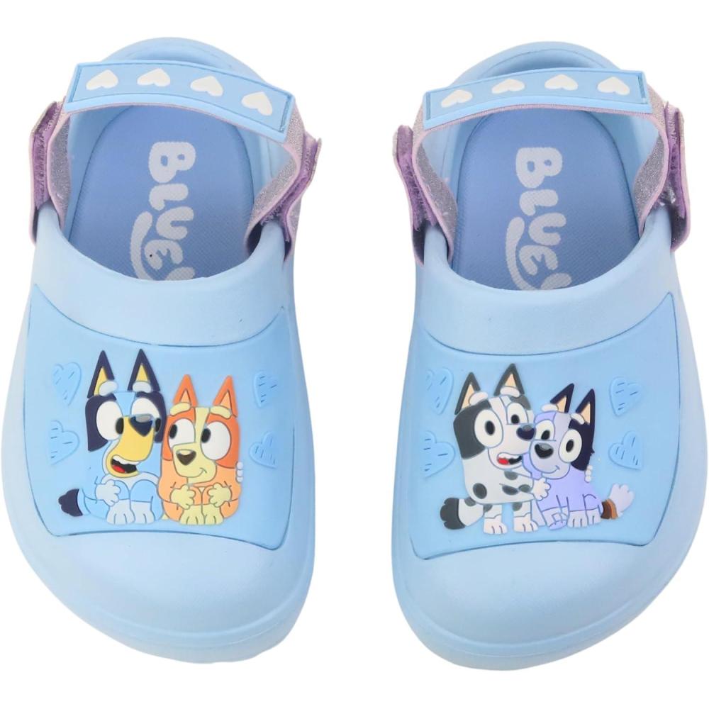 imageBluey Boys amp Girls Clogs Kids Slip On Beach Water Shoes with Adjustable StrapBlue Hearts