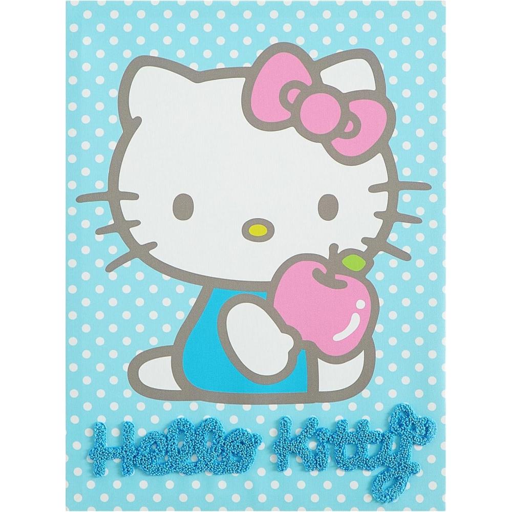 imageBluey Canvas Wall Art and Dcor with 3D TuftingKids Bedroom or Playroom Wall Decoration 11 W x 15 HHello Kitty Blue Tufting