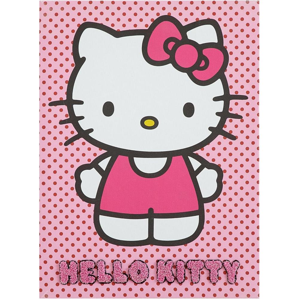 imageBluey Canvas Wall Art and Dcor with 3D TuftingKids Bedroom or Playroom Wall Decoration 11 W x 15 HHello Kitty Pink Tufting