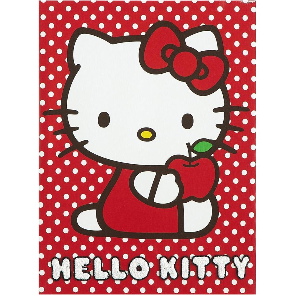 imageBluey Canvas Wall Art and Dcor with 3D TuftingKids Bedroom or Playroom Wall Decoration 11 W x 15 HHello Kitty White Dot