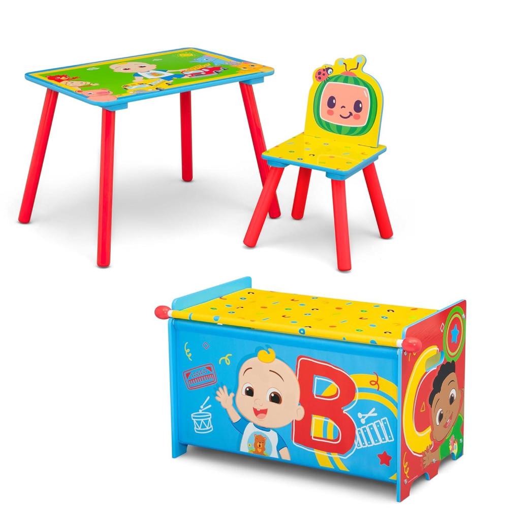 imageDelta Children Bluey 3Piece Toddler Playroom Set  Includes Table Chair and Toy Box BlueCocomelon